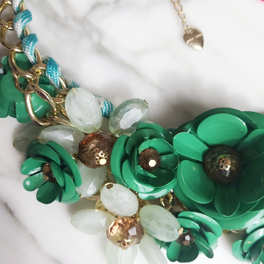 Stunning Betsey Johnson Green Floral Choker, NWT